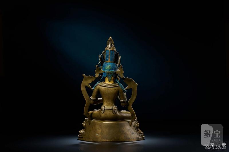 13世纪 （西藏拉达克风格）合金铜嵌红铜大日如来 - 图5